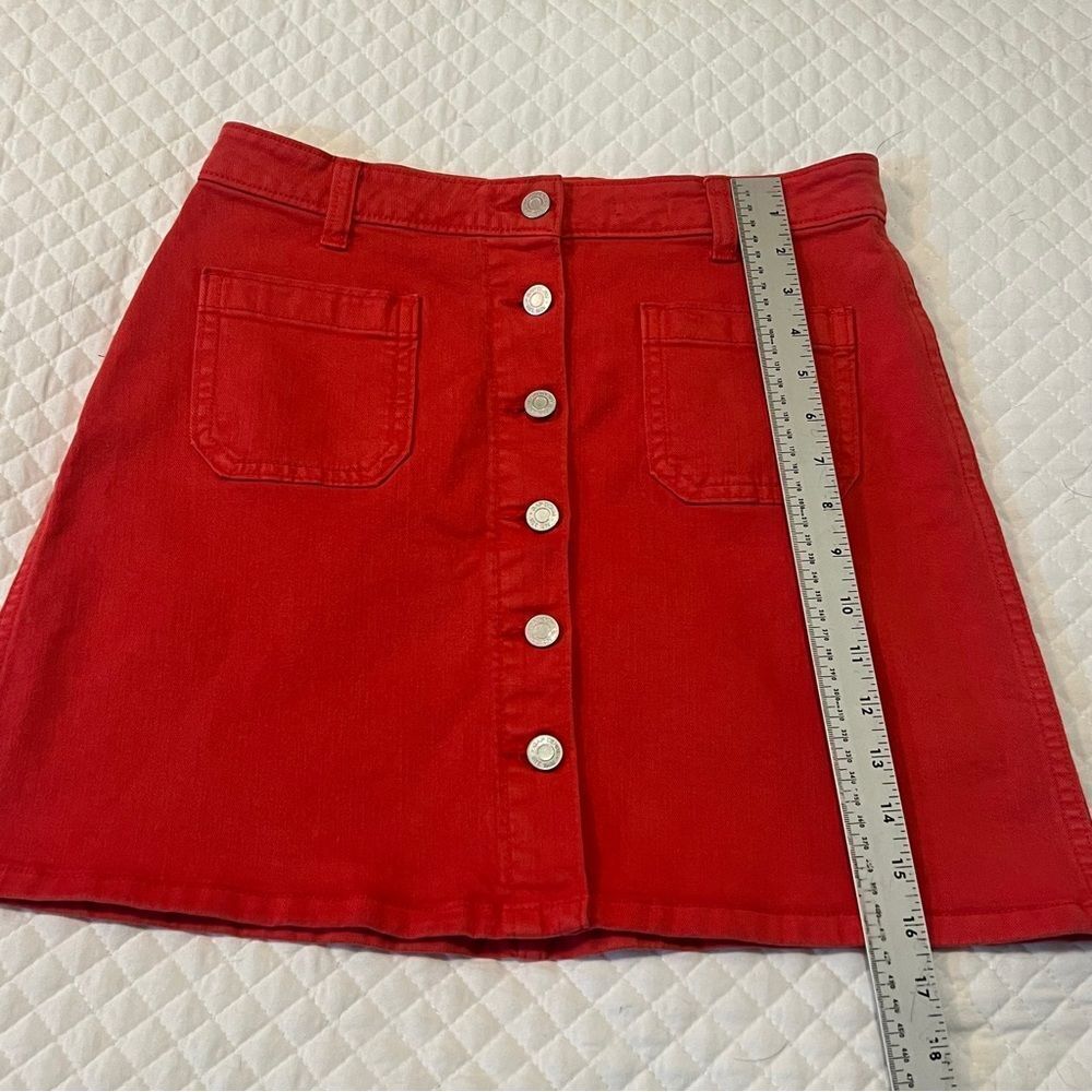 Vintage GAP Denim Red A-Line Skirt with Front Buttons Women's Size 27 - Picture 8 of 8